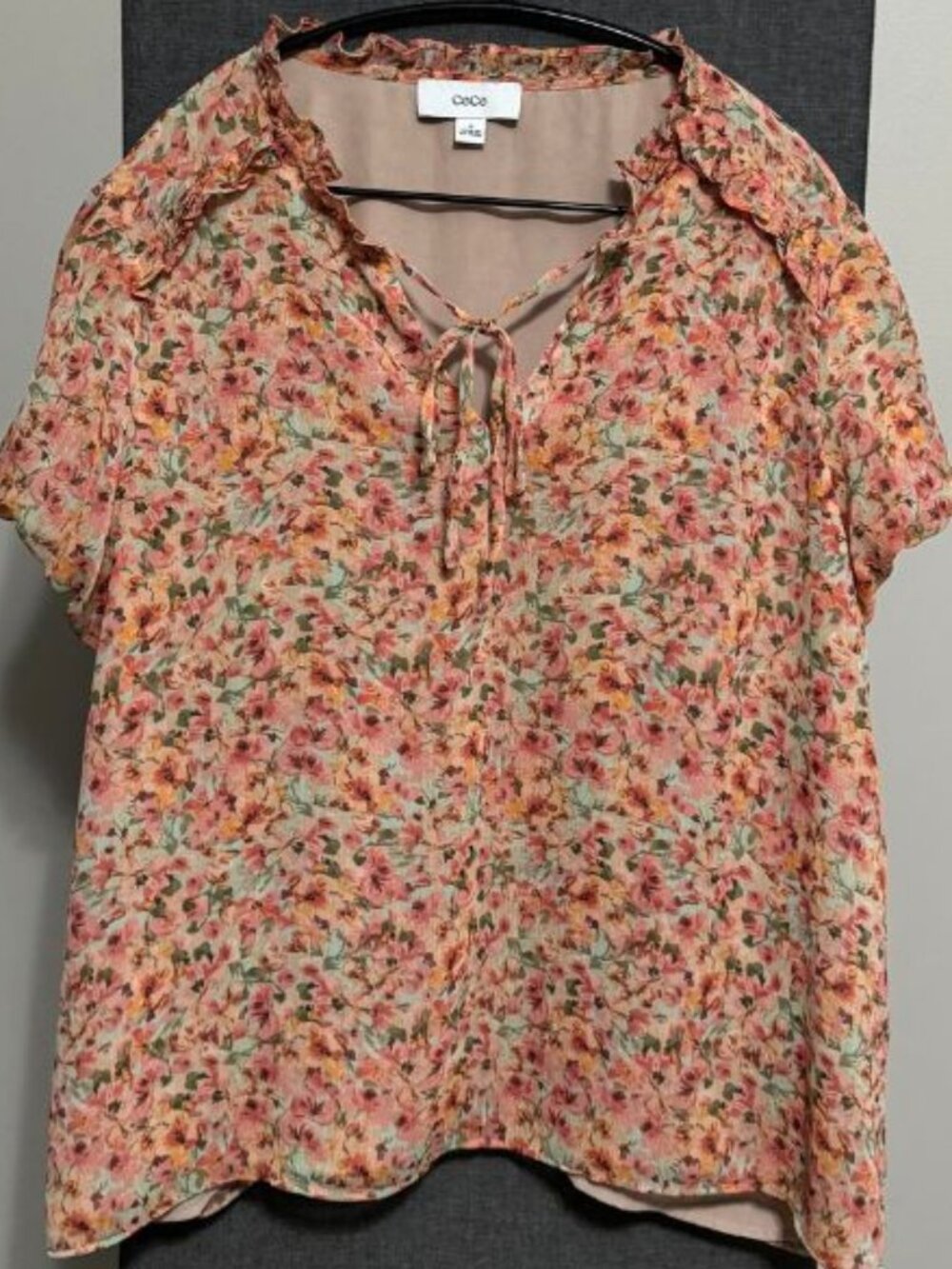 CeCe Puff Short Sleeve Floral Blouse